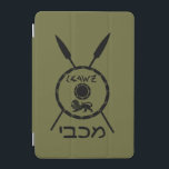 Subdued Maccabee Shield And Spears iPad Mini Cover<br><div class="desc">A black military "subdued" style depiction of a Maccabee's shield and two spears. The shield is adorned by a lion and text reading "Yisrael" (Israel) in the Paleo-Hebrew alphabet. Hebrew text reading "Maccabee" also appears. The Maccabees were Jewish rebels who freed Judea from the yoke of the Seleucid Empire. Chanukkah...</div>