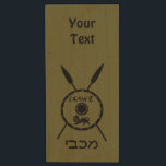 Subdued Maccabee Shield And Spears Wood USB Flash Drive<br><div class="desc">A black military "subdued" style depiction of a Maccabee's shield and two spears. The shield is adorned by a lion and text reading "Yisrael" (Israel) in the Paleo-Hebrew alphabet. Hebrew text reading "Maccabee" also appears. Add your own additional text. The Maccabees were Jewish rebels who freed Judea from the yoke...</div>