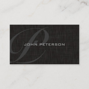Subdued Monogram BLACK Linen texture- Business Card