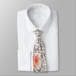 Subdued Oriental Floral Pattern Tie
