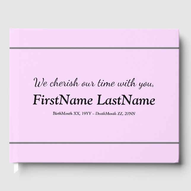 Subdued Pink Memorial Guestbook (Front)