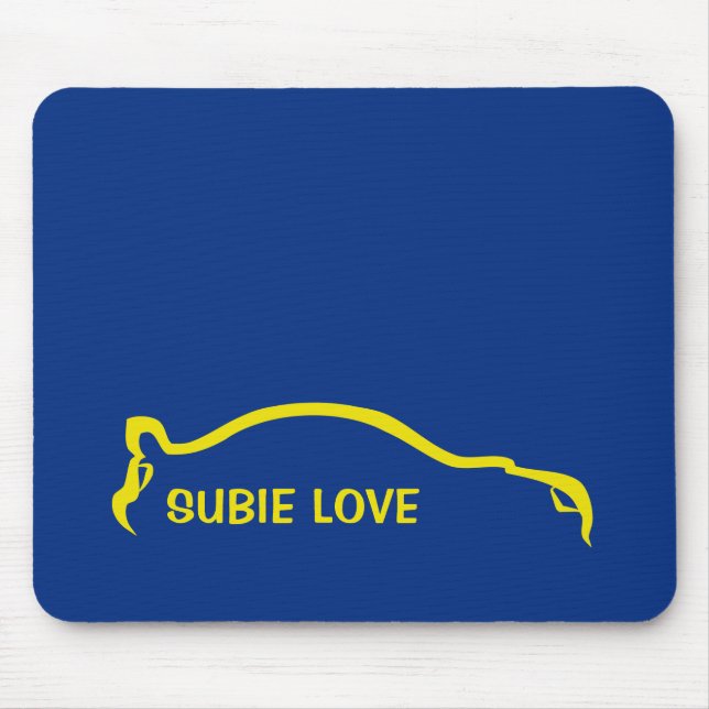 Subie Love - World Rally Blue and Yellow Mouse Pad (Front)