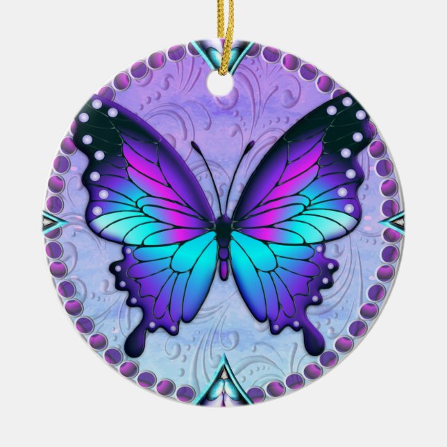 Sublimation Butterfly with Background Ceramic Tree Decoration (Front)
