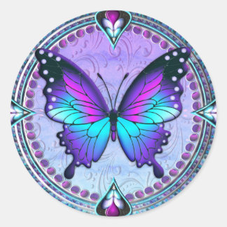 Sublimation Butterfly with Background Classic Round Sticker