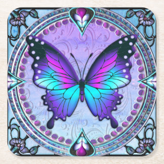 Sublimation Butterfly with Background Square Paper Coaster