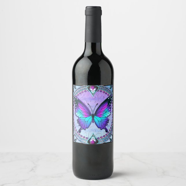 Sublimation Butterfly with Background Wine Label (Front)