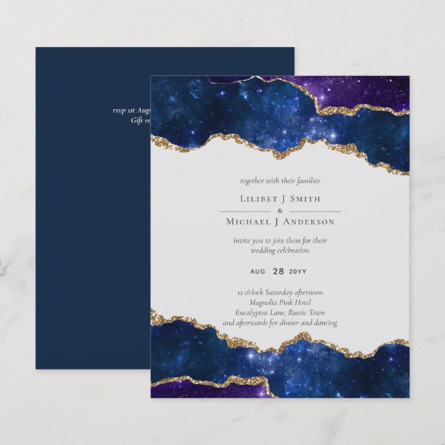 Sublime Agate Blue Gold WEDDING SUITE (Front/Back)