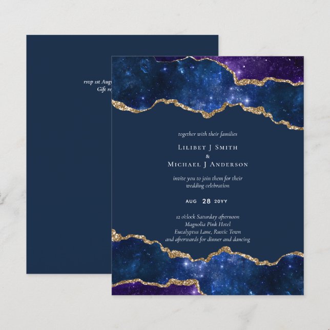 Sublime Agate Blue Gold WEDDING SUITE (Front/Back)