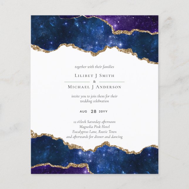 Sublime Agate Blue Gold WEDDING SUITE Flyer (Front)