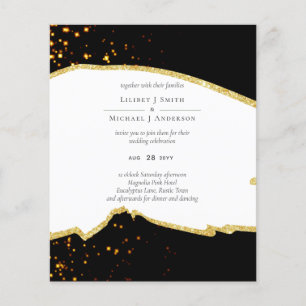 Sublime Black Gold Glitter Wedding Flyer