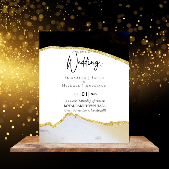 Sublime Black Gold White Wedding Invitations (Creator Uploaded)