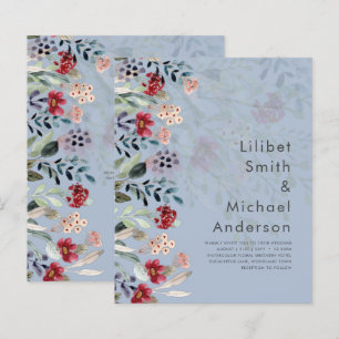 Sublime Burgundy Blue Wildflowers Wedding Elegant