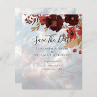 Sublime Burgundy Floral Wedding SAVE DATES Budget