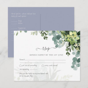 Sublime Dusty Blue GREENERY Eucalyptus WEDDING Postcard