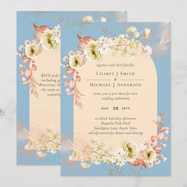 Sublime Dusty Blue Peach Wedding (Front/Back)