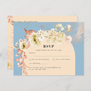Sublime Dusty Blue Peach Wedding Postcard