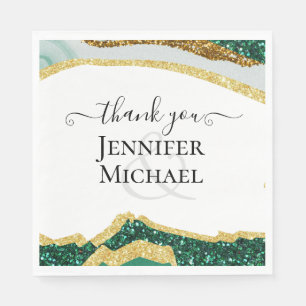 Sublime Emerald Green Gold Agate Wedding Napkin