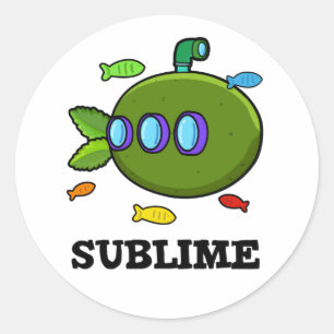 Sublime Funny Submarine Fruit Lime Pun  Classic Round Sticker