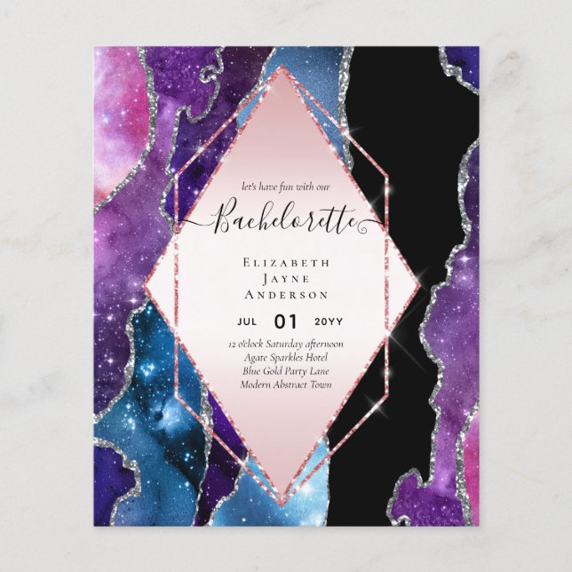 Sublime Glittery AGATE BACHELORETTE Party Invite Flyer (Front)