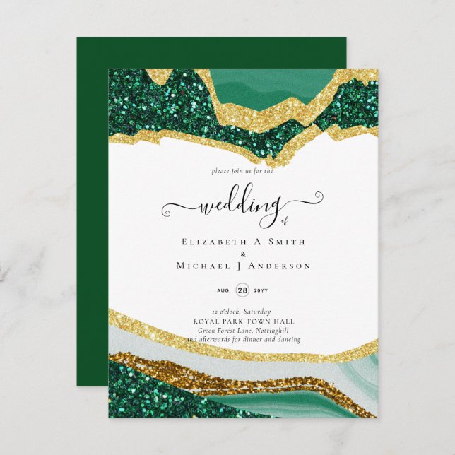 Sublime Green Gold Agate Glitter Wedding (Front/Back)