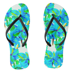 Sublime Himalayan Poppy Aqua Green Floral Pattern Jandals