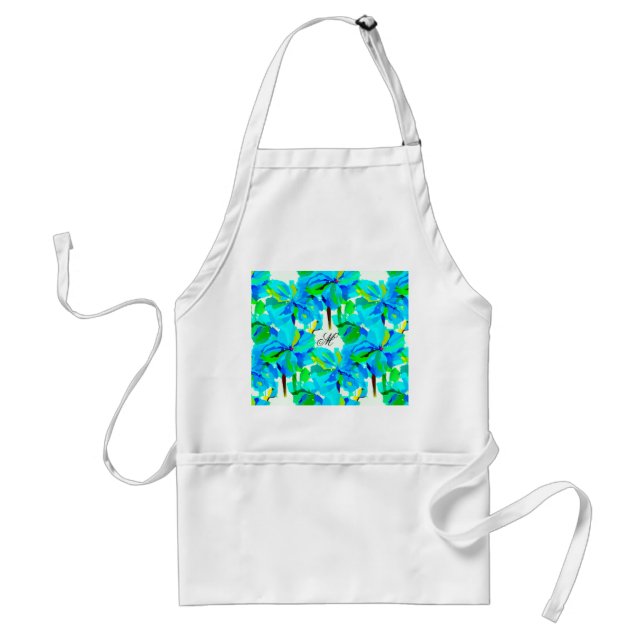 Sublime Himalayan Poppy Aqua Green Floral Pattern Standard Apron (Front)