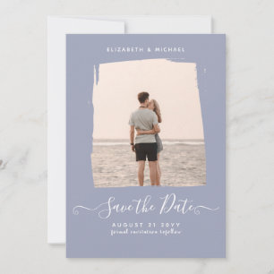 Sublime Minimalist PHOTO Save The Date Dusty Blue  Invitation