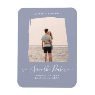Sublime Minimalist PHOTO Save The Date Dusty Blue Magnet