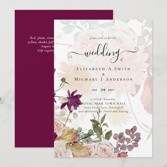 Sublime Mulberry orange Floral Wedding Suite (Front/Back)