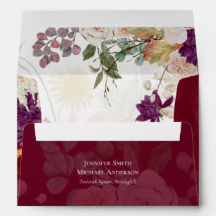 Sublime Mulberry orange Floral Wedding Suite Envelope