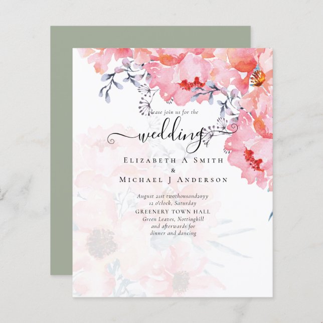 Sublime Pink Blossoms WEDDING SUITE - BUDGET (Front/Back)