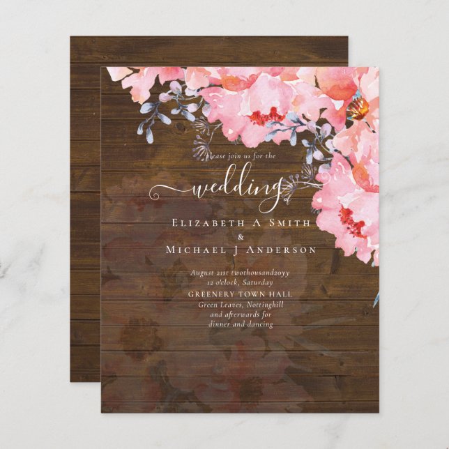 Sublime Pink Blossoms WEDDING SUITE - BUDGET (Front/Back)