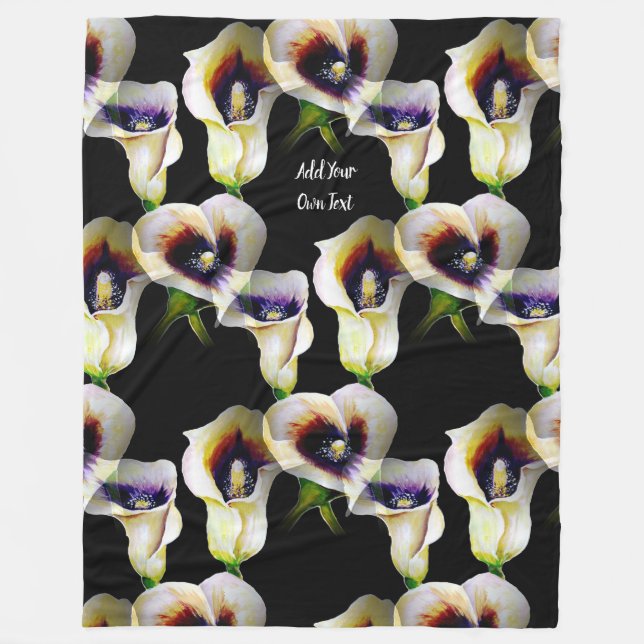 Sublime Watercolor Arum Calla Lilies Fleece Blanket (Front)