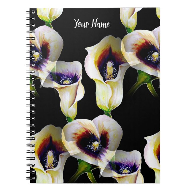 Sublime Watercolor Arum Calla Lilies Notebook (Front)