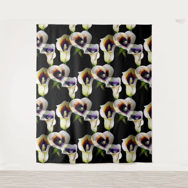 Sublime Watercolor Arum Calla Lilies Tapestry (Front)