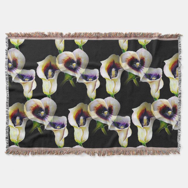 Sublime Watercolor Arum Calla Lilies Throw Blanket (Front)