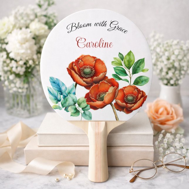 Sublime Watercolor Red Poppies Happy Retirement Ping Pong Paddle (Creator Uploaded)