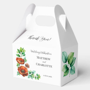 Sublime Watercolor Red Poppies in Vintage Style Favour Box
