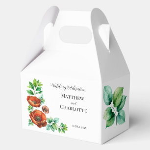 Sublime Watercolor Red Poppies in Vintage Style Favour Box
