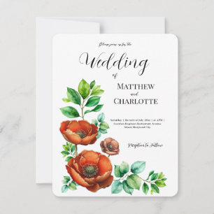 Sublime Watercolor Red Poppies in Vintage Style Holiday Card