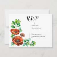 Sublime Watercolor Red Poppies in Vintage Style