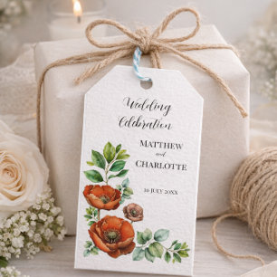 Sublime Watercolor Red Poppies Vintage Wedding Gift Tags