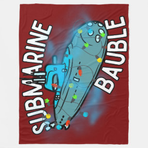 Submarine, bauble, christmas fleece blanket
