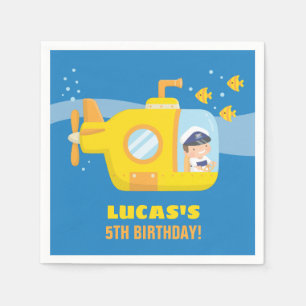 Submarine Boy Underwater Birthday Party Napkins