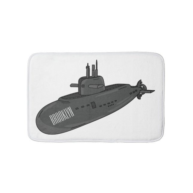 Submarine cartoon illustration bath mat (Front)