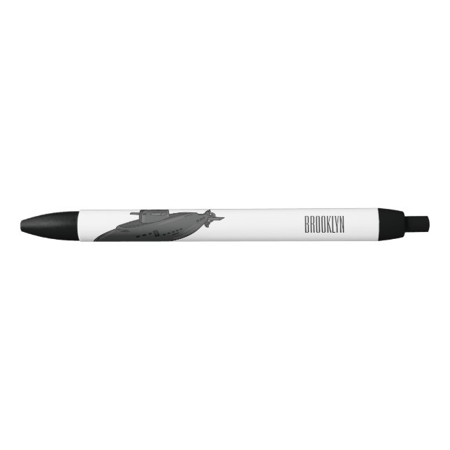 Submarine cartoon illustration black ink pen (Front)