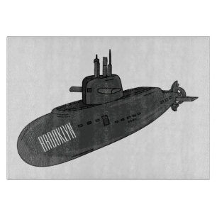 Submarine cartoon illustration cutting board