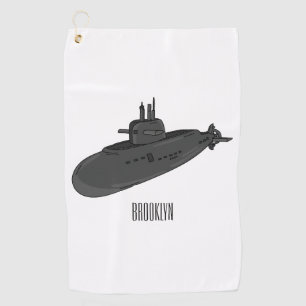 Submarine cartoon illustration golf towel