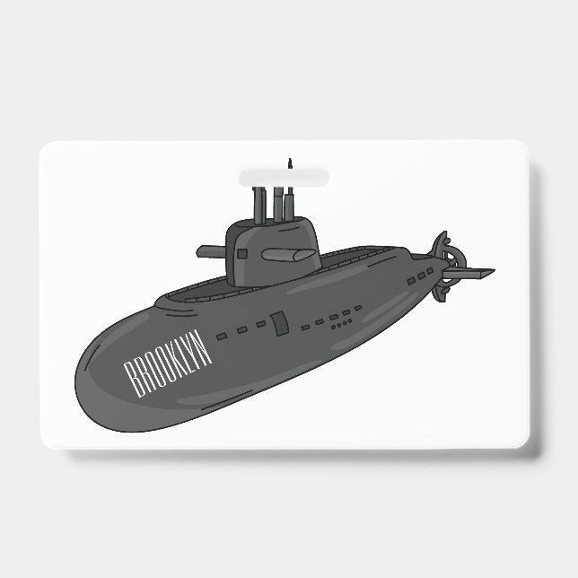 Submarine cartoon illustration  ID badge (Front)