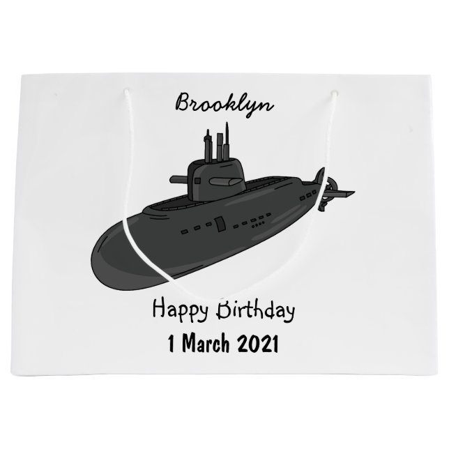 Submarine cartoon illustration large gift bag (Front)